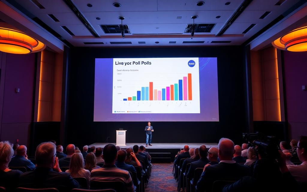 Exemplo de Enquete ao vivo em evento